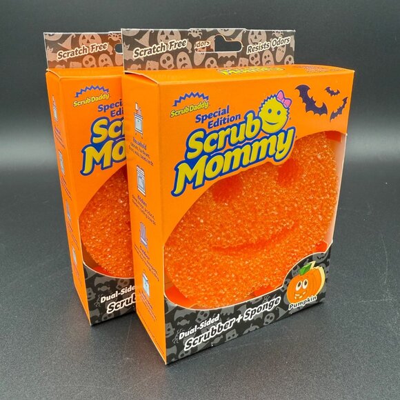 Scrub Mommy Halloween Pumpkin Dual-Sided Scrubber & Sponge 2 Pack Special Ed - Picture 1 of 6